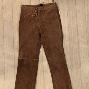 NEW VINTAGE FOR JOSEPH BROWN SUEDE LEATHER PANTS MID RISE SIZE 26